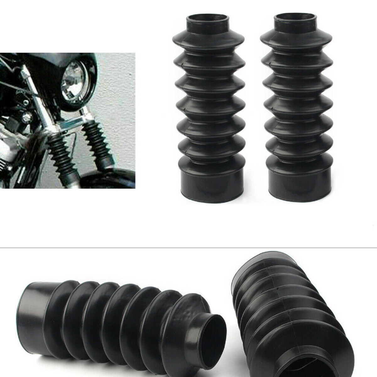 5 X Pair Front Fork Gaiter Rubber 39mm Fork Boots Cover For Harley Bikes 