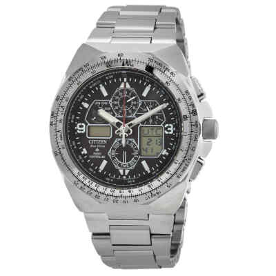 Pre-owned Citizen Promaster Skyhawk A-t Perpetual Chronograph Gmt Analog-digital Black