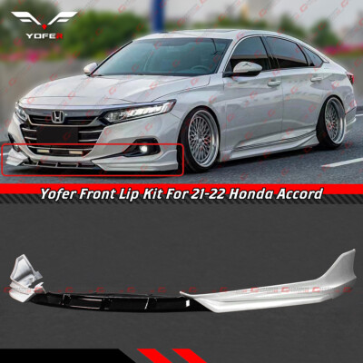 For 2021-22 Honda Accord Yofer Painted White Pearl Front Bumper Lip Splitter Kit
