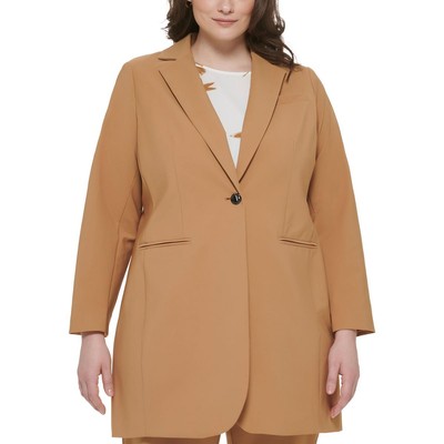 Женский коричневый длинный блейзер на одной пуговице Calvin Klein Plus 18W BHFO 0316