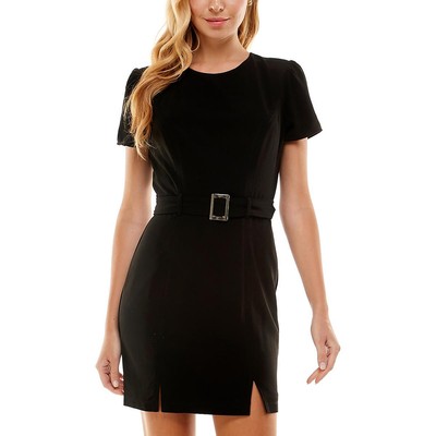 Женское черное дневное короткое мини-платье с поясом City Studios для юниорок 7 BHFO 7191