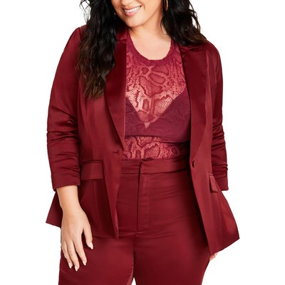 Женский красный атласный блейзер на одной пуговице Nina Parker плюс 1X BHFO 5276