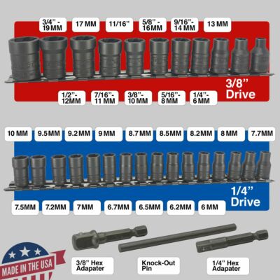 ROCKETSOCKET - Extractor Socket Set - 30 pc set combo 3/8" & 1/4" Drives