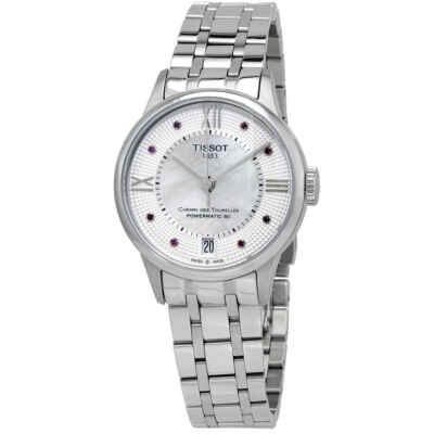 Женские часы Tissot Chemin Des Tourelles с белым циферблатом MOP Rubies