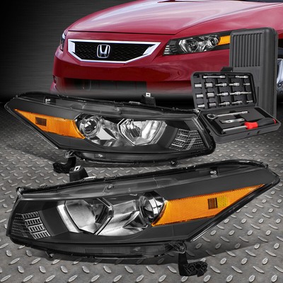 ДЛЯ 08-12 HONDA ACCORD ЧЕРНЫЙ КОРПУС, ЯНТАРНЫЕ УГЛОВЫЕ ФАРЫ ПРОЕКТОРА + НАБОР ИНСТРУМЕНТОВ