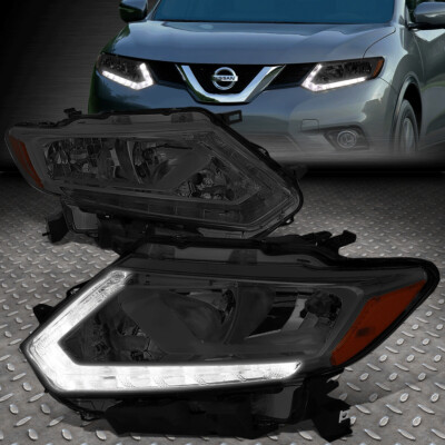 [СВЕТОДИОДНАЯ ЛЕНТА DRL] ДЛЯ 14-16 УГЛОВЫХ ФАР NISSAN ROGUE С ДЫМЧАТЫМИ ЛИНЗАМИ И ЯНТАРНЫМ СВЕТОМ