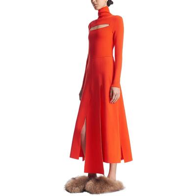 A.W.A.K.E MODE Womens Red Full Length Mock Neck Slit Sweaterdress XS BHFO 7782