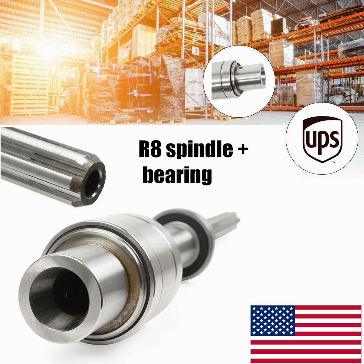 Fit BRIDGEPORT Milling Machine Parts R8 Spindle + Bearings Assembly 1