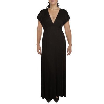 24seven Comfort Apparel Женское черное трикотажное длинное платье макси плюс 3X BHFO 3283