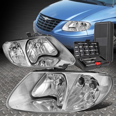 ДЛЯ 01-07 CHRYSLER TOWN & COUNTRY ХРОМИРОВАННЫЙ КОРПУС ПРОЗРАЧНЫХ БОКОВЫХ ФАР + НАБОР ИНСТРУМЕНТОВ