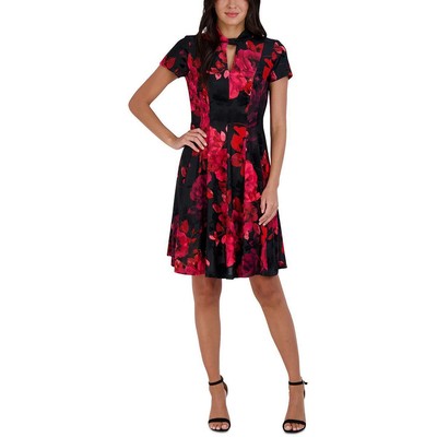 Signature By Robbie Bee Womens Red Velvet Burnout Fit & Flare Dress M BHFO 3572