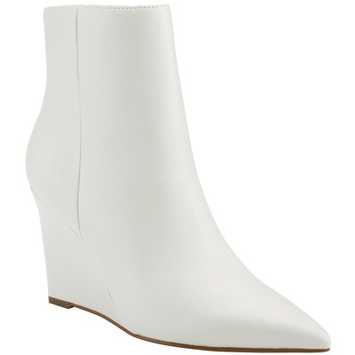 Marc Fisher Womens Wendel 2 White Ankle Boots Shoes 8.5 Medium (B,M) BHFO 2840