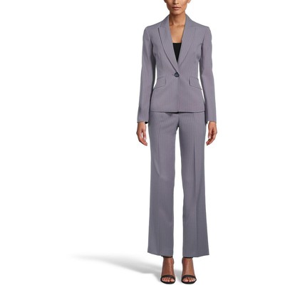 

Le Suit женский серый полосатый рабочий брючный костюм из 2 предметов  BHFO 5026, Grey/indigo