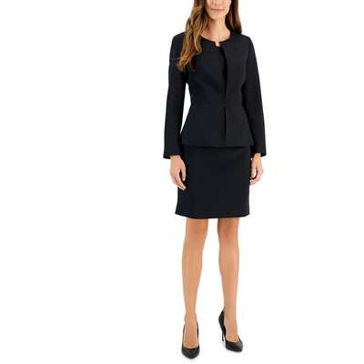 Женский черный блейзер с баской и открытой передней частью Le Suit Petites 10P BHFO 9801