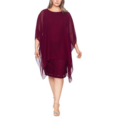 Женское красное шифоновое платье-сорочка с накладными карманами Betsy & Adam Plus 18W BHFO 9531