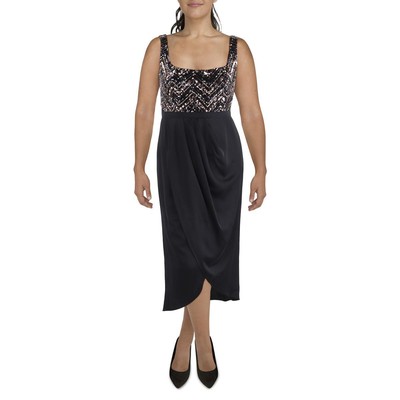 Женское черное плиссированное платье для коктейлей и вечеринок с блестками City Chic 14 BHFO 4438