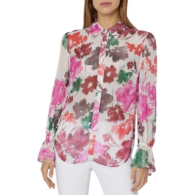 

Женская розовая рубашка на пуговицах Milly с цветочным принтом Petites  BHFO 6709, Pink multi