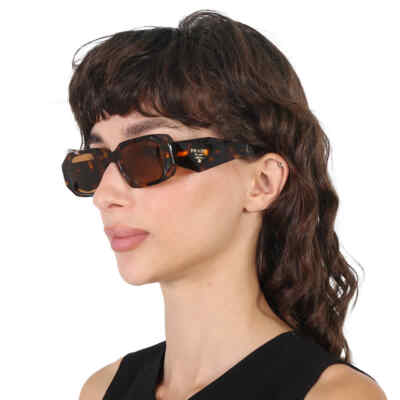 Pre-owned Prada Light Brown Rectangular Ladies Sunglasses Pr 17ws Vau2z1 49 Pr 17ws Vau2z1