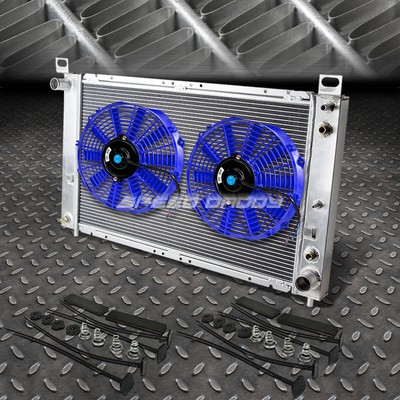 2-РЯДНЫЙ АЛЮМИНИЕВЫЙ РАДИАТОР + 2X 12 ВЕНТИЛЯТОРОВ СИНЕГО ЦВЕТА ДЛЯ 99-07 YUKON/SIERRA/TAHOE/ESCALADE V8