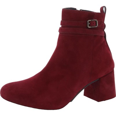Paul Green Womens Red Suede Belted Ankle Boots Shoes 5.5 Medium (B,M) BHFO 1218