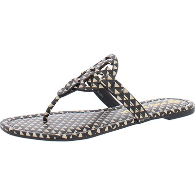 

Tory Burch Womens Miller Black-Ivory Thong Sandals 8.5 Medium (B,M) BHFO 3817, Triangle geo allover, Miller