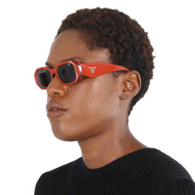 Pre-owned Prada Dark Grey Rectangular Ladies Sunglasses Pr 17ws 12n5s0 49 Pr 17ws 12n5s0 In Gray