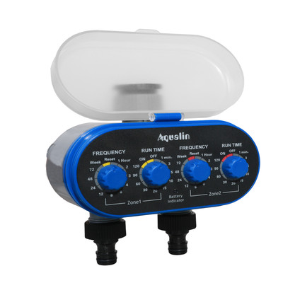 Two Outlet Electronic Water Timer Garden/Home Irrigation System Color Blue 