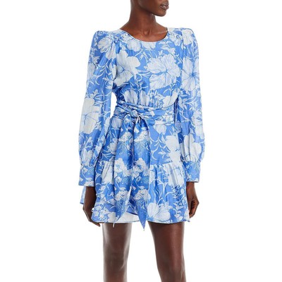 

LoveShackFancy Женское синее короткое мини-платье с завязкой на спине Teyana  BHFO 5154, Salty sea
