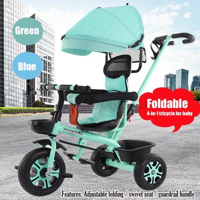 4-in-1 Adjustable folding Baby Kid Stroller Bicycle 3 Wheel Ride Trike   Best