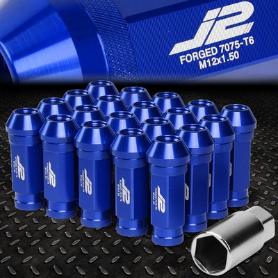 J2 ENGINEERING 7075 АЛЮМИНИЙ M12X1.5 20ШТ 60 ММ ГАЙКА С ОТКРЫТЫМ НАКОНЕЧНИКОМ с АДАПТЕРОМ СИНЕГО ЦВЕТА
