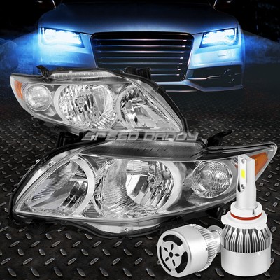 ХРОМИРОВАННАЯ ФАРА + ЯНТАРНЫЙ УГОЛОК + БЕЛЫЙ СВЕТОДИОД 9006 HID с ВЕНТИЛЯТОРОМ ДЛЯ 09-10 COROLLA E140