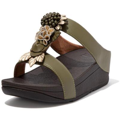 

Женские зеленые шлепанцы Fitflop Fino с цветочным принтом 8, средний (B,M) BHFO 7696, Olive green, Fino Floral Cluster