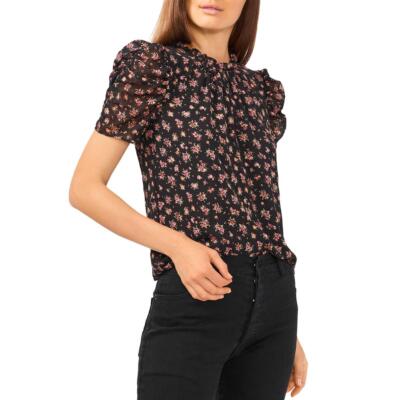 1.State Womens Romantic Blooms Черная блузка с металлическим цветочным принтом, рубашка XS BHFO 3000