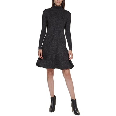 

Calvin Klein Женское платье-свитер с металлическим вырезом до колен BHFO 8619, Black/silver