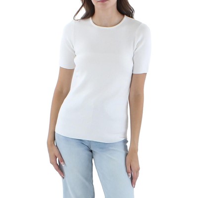 

Tahari ASL Женский вязаный свитер цвета слоновой кости с короткими рукавами и круглым вырезом  BHFO 0807, Цвет слоновой кости