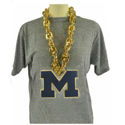 New NCAA Michigan Wolverines Fan Chain Jumbo Necklace Foam Made in USA