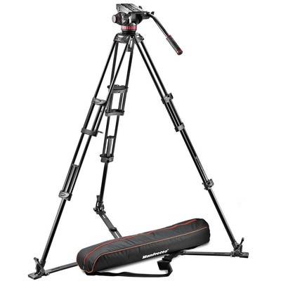 3-секционный Al-штатив с двумя ножками Manfrotto, 546 ГБ, видеоголовка 502, разбрасыватель грунта