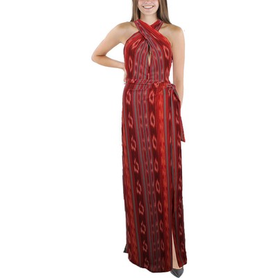 Женское вечернее платье на бретелях в красную полоску Lauren Ralph Lauren 10 BHFO 4171