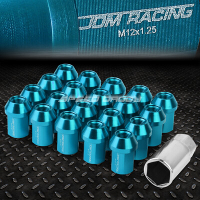 АЛЮМИНИЕВЫЙ КОРПУС JDM НЕБЕСНО-ГОЛУБОГО ЦВЕТА С 20 ГАЙКАМИ + КЛЮЧ M12X1.25 ДИАМЕТРОМ 25 ММ / ВЫСОТОЙ 35 ММ