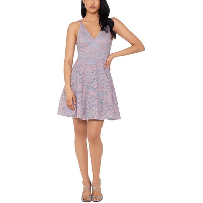 

Женское тюлевое платье цвета металлик Xscape длиной выше колена и расклешенное платье BHFO 5295, Blush gray