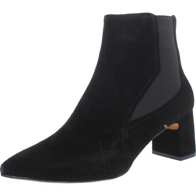 

Женские кожаные ботильоны Cole Haan Etta на блочном каблуке с миндалевидным носком, Black suede, Etta