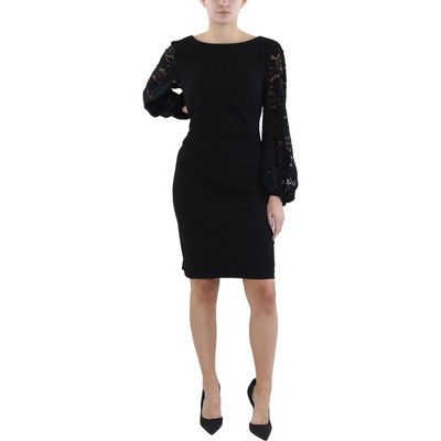 Kasper Womens Black Lace Trim Knee-Length Party Sheath Dress Plus L BHFO 9192