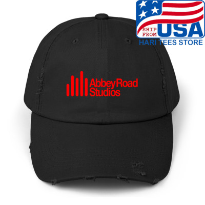 Abbey Road Studios Red Men's Adjustable Black Distressed Hat
