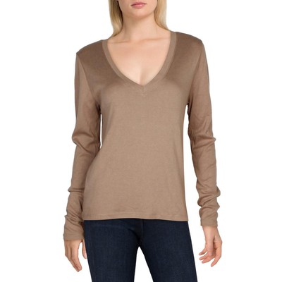 Великолепная женская коричневая футболка с V-образным вырезом и длинным рукавом Top XL BHFO 1791