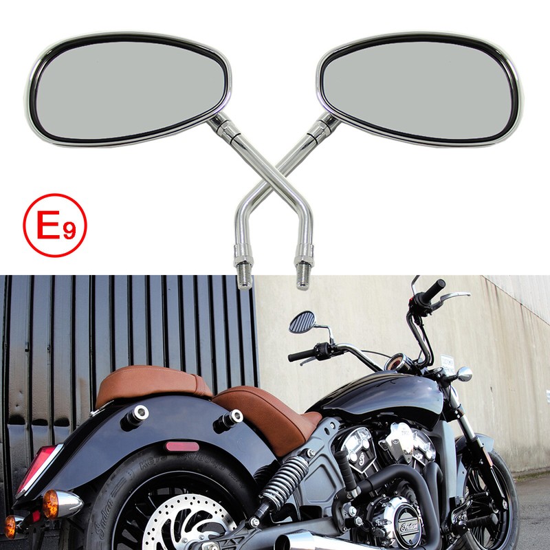 10mm Motorcycle Side Mirrors Chrome Oval For Indian Scout 60 Chief