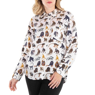 BURBERRY BURBERRY LADIES OPTIC WHITE JULIETTE ANIMAL PRINT SHIRT