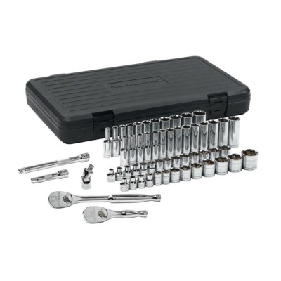 GearWrench 80550 57pc 3/8'' Drive 6pt SAE/Metric Socket Set w/90 Tooth Ratchets