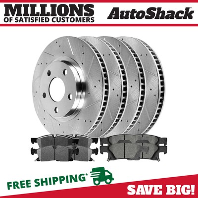Front and Rear Drilled Brake Rotors & Pads for Jeep Grand Cherokee Dodge Durango