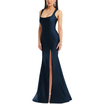 Cynthia & Sahar Womens Navy Satin Mermaid Formal Evening Dress Gown L BHFO 4315