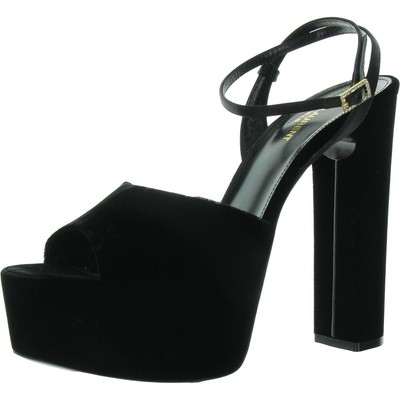 Женские босоножки на платформе Saint Laurent Velluto Master черного цвета, средний размер 41 (B,M) 8382